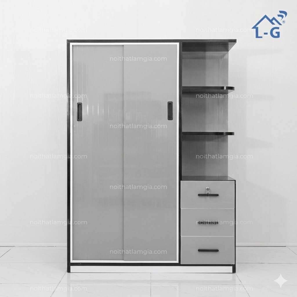 TỦ QUẦN ÁO CÓ KỆ TRANG TRÍ 1M2