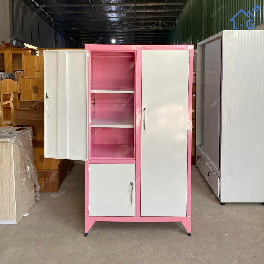 Tủ Quần Áo Sắt Sơn Tĩnh Điện Có Gương (TQASSTDCG)