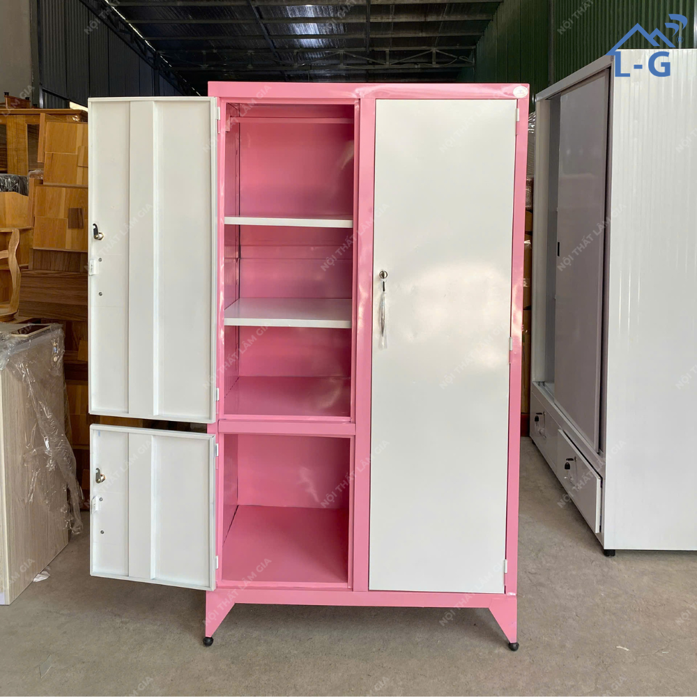 Tủ Quần Áo Sắt Sơn Tĩnh Điện Có Gương (TQASSTDCG)