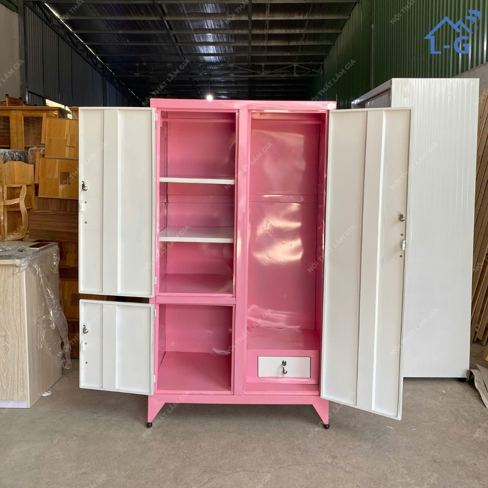 Tủ Quần Áo Sắt Sơn Tĩnh Điện Có Gương (TQASSTDCG)