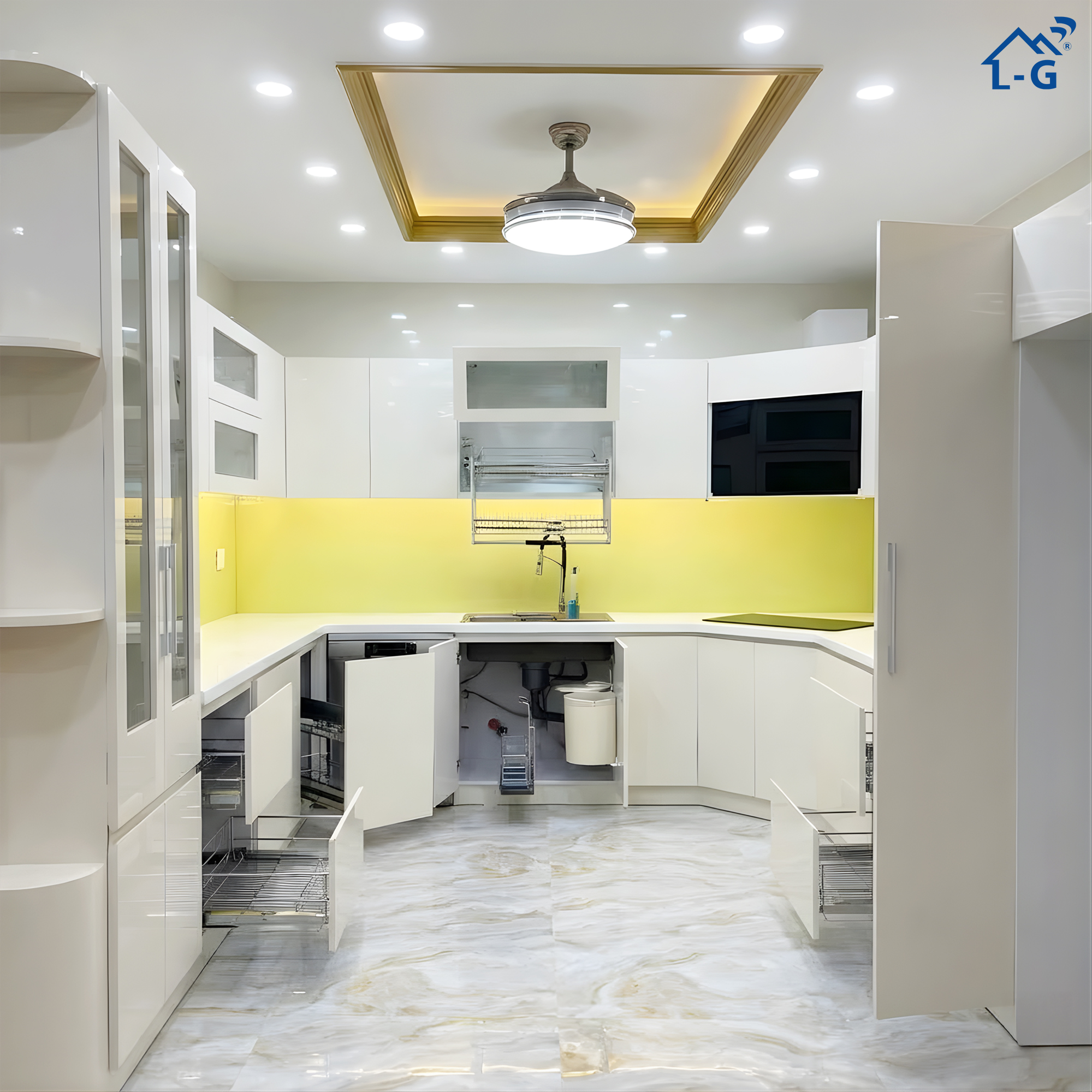 Thi Công Tủ Bếp Khung Nhựa Đặc PVC Cánh Nhựa Đặc Phủ Acrylic (TBN_LG)