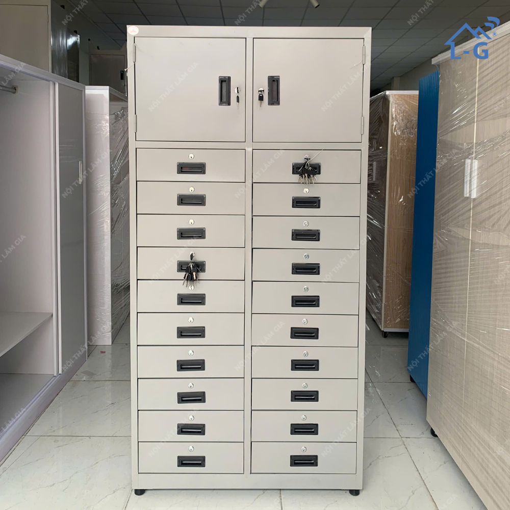 Tủ Hồ Sơ Sắt Lâm Gia 2 Cánh + 20 Hộc Kéo (THS_LG)