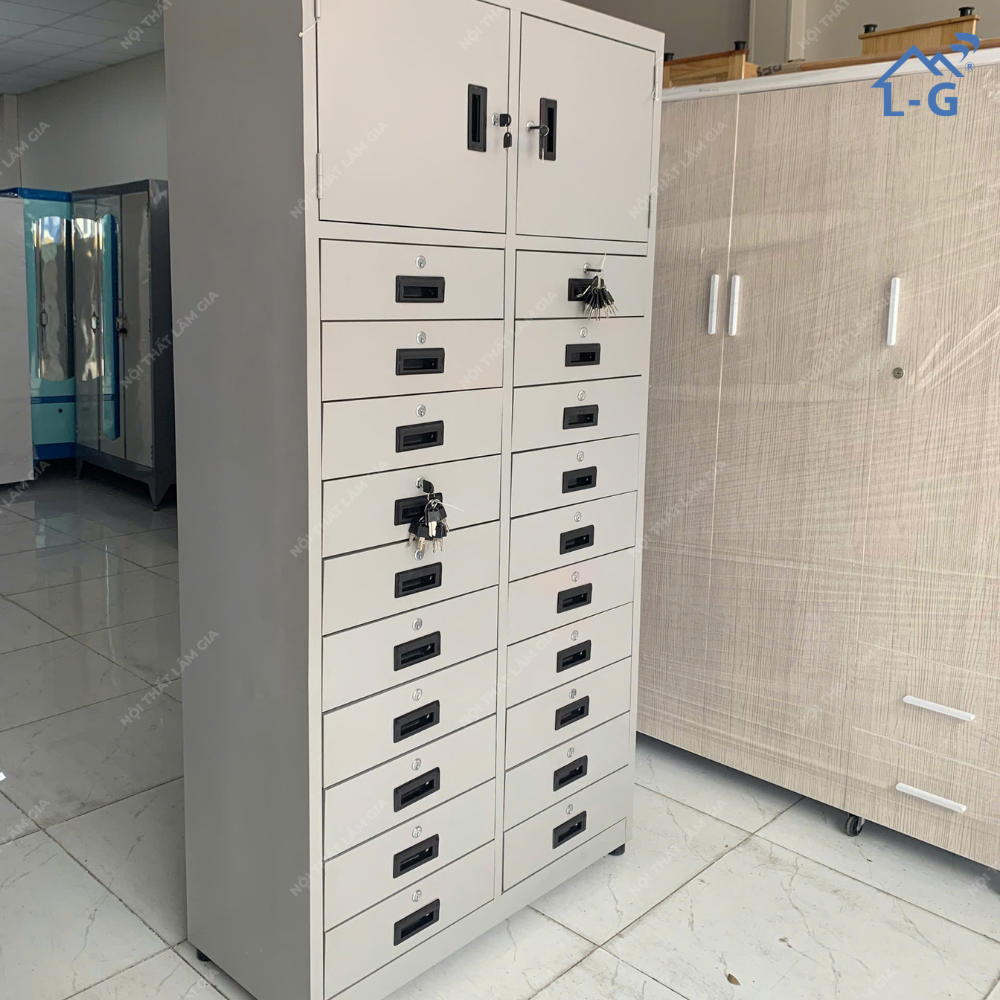Tủ Hồ Sơ Sắt Lâm Gia 2 Cánh + 20 Hộc Kéo (THS_LG)
