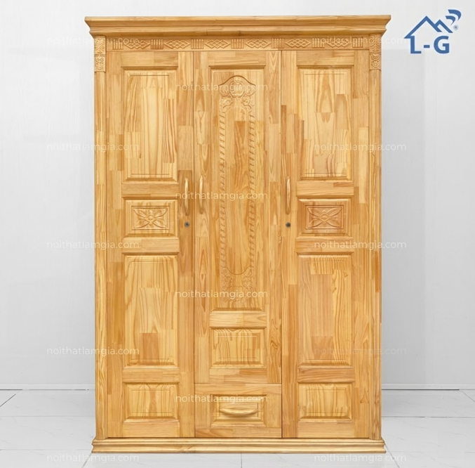 Tủ Quần Áo Gỗ Thông Tự Nhiên Lâm Gia (TQA-LG)