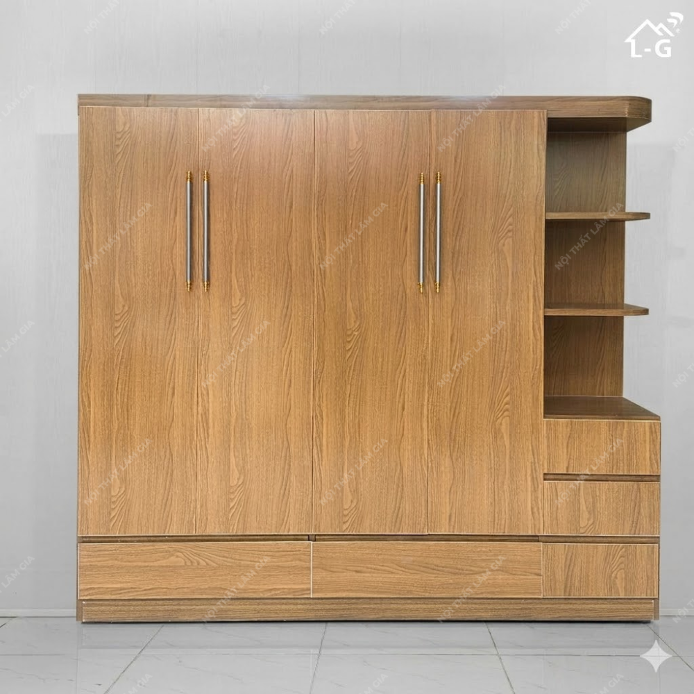 Tủ Quần Áo Nhựa PenCo Có Kệ Trang Trí Ngang 2m05 (TQA-LG)