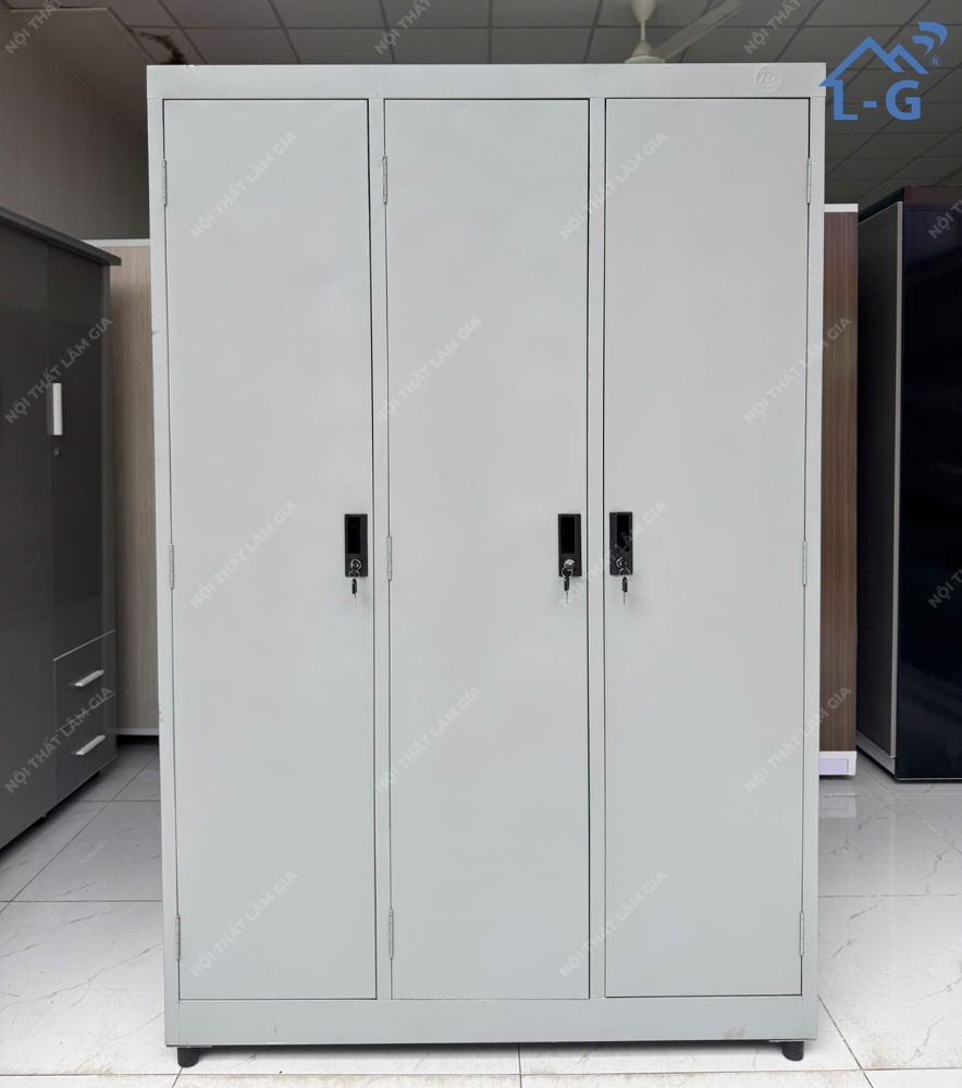 Tủ Quần Áo Sắt Sơn Dầu 3 cánh Mở Không Gương Lâm Gia (TQA-LG)