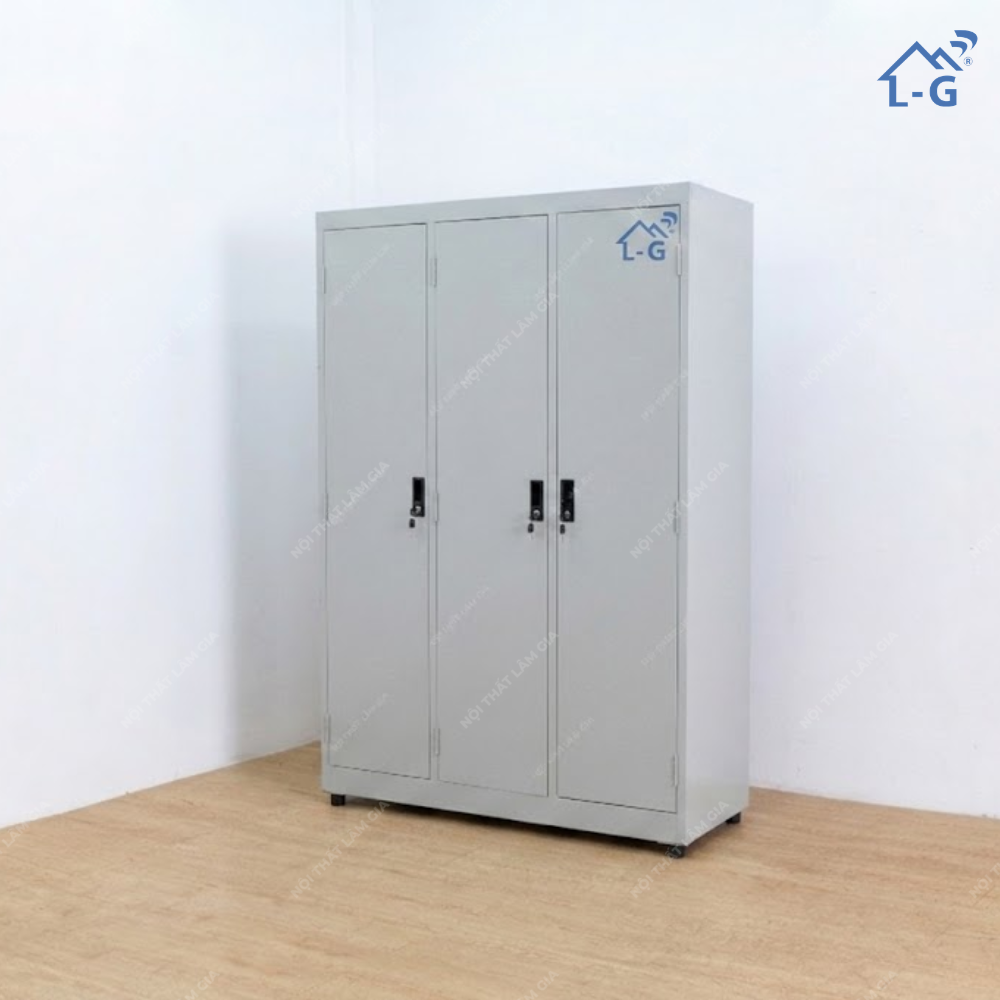 Tủ Quần Áo Sắt Sơn Dầu 3 cánh Mở Không Gương Lâm Gia (TQA-LG)