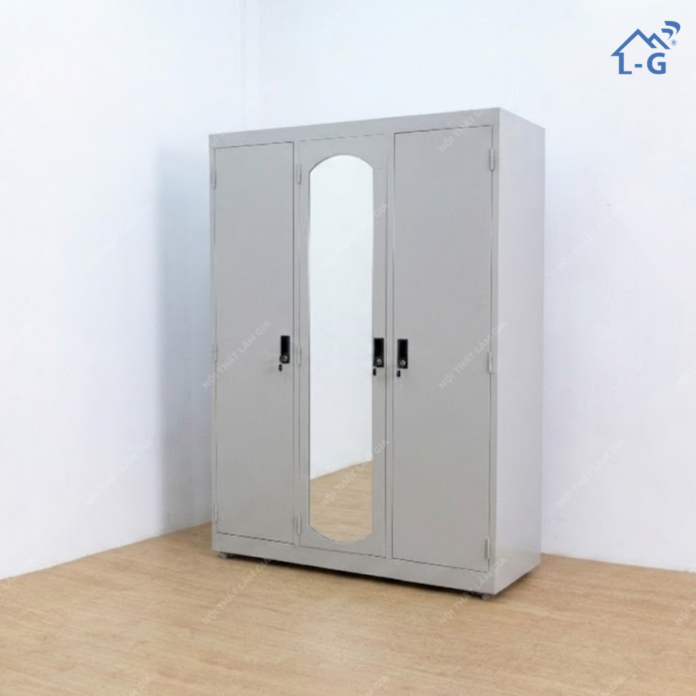 Tủ Quần Áo Sắt Sơn Dầu 3 cánh Mở Lâm Gia (TQA-LG)