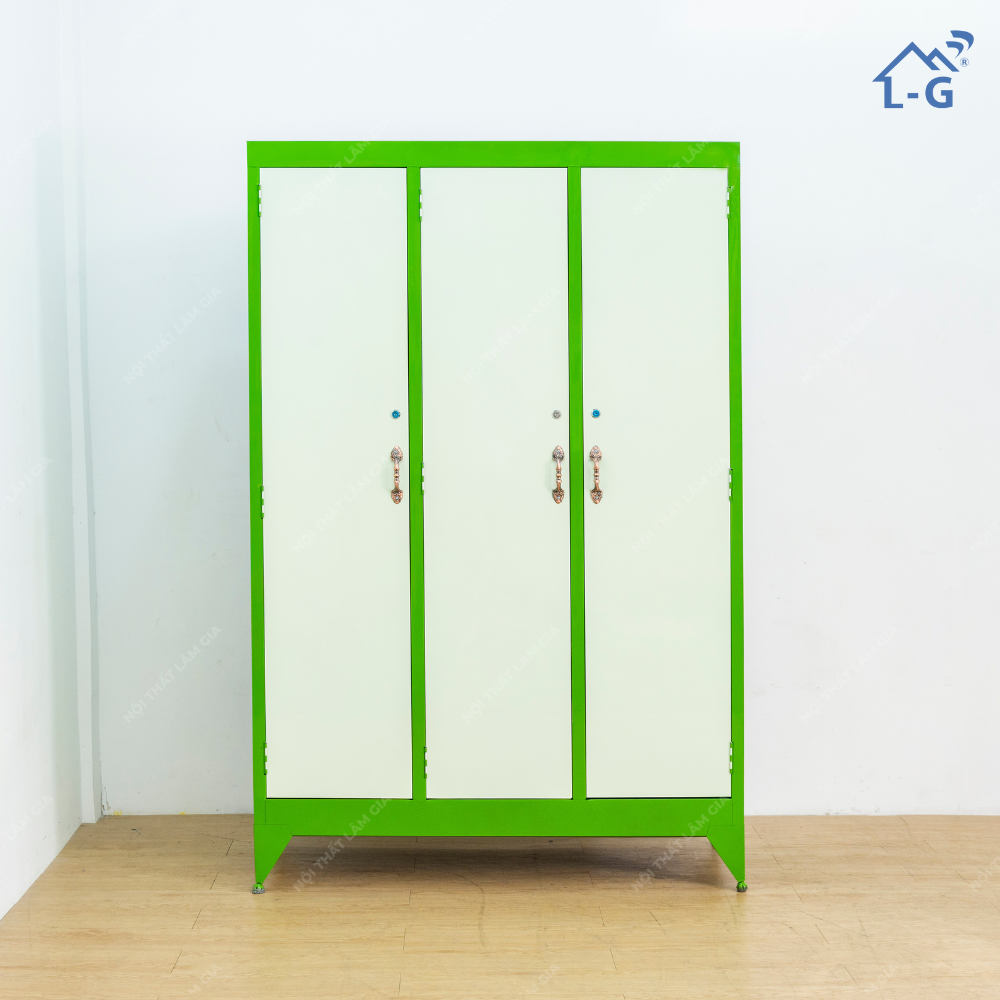 Tủ Quần Áo Sắt Sơn Dầu Lâm Gia 3 Cánh Không Gương (TQASSDLG3CKG)