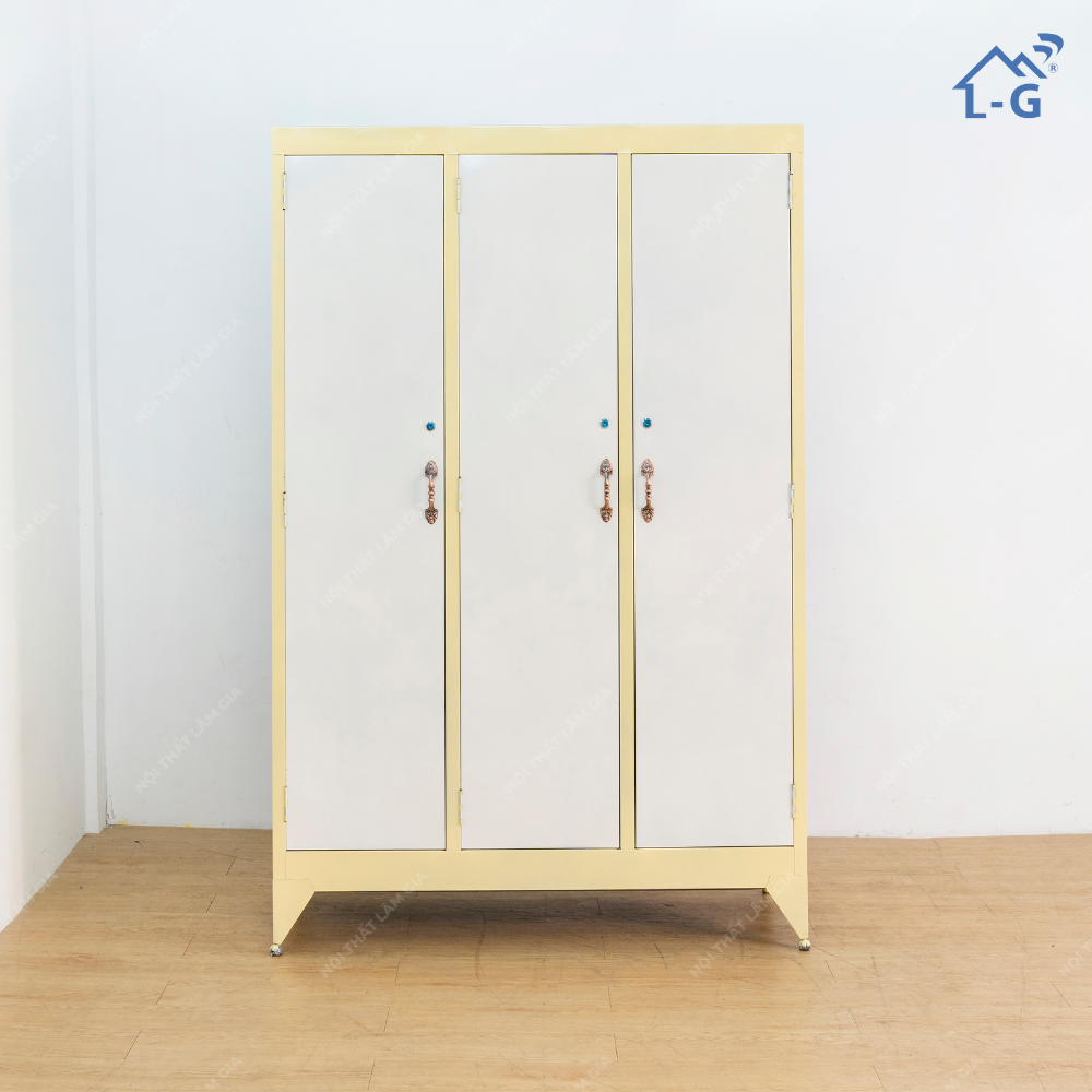 Tủ Quần Áo Sắt Sơn Dầu Lâm Gia 3 Cánh Không Gương (TQASSDLG3CKG)