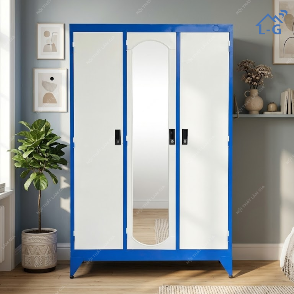 Tủ Quần Áo Sắt Sơn Tĩnh Điên 3 Cánh Giá Rẻ (TQA-LG)