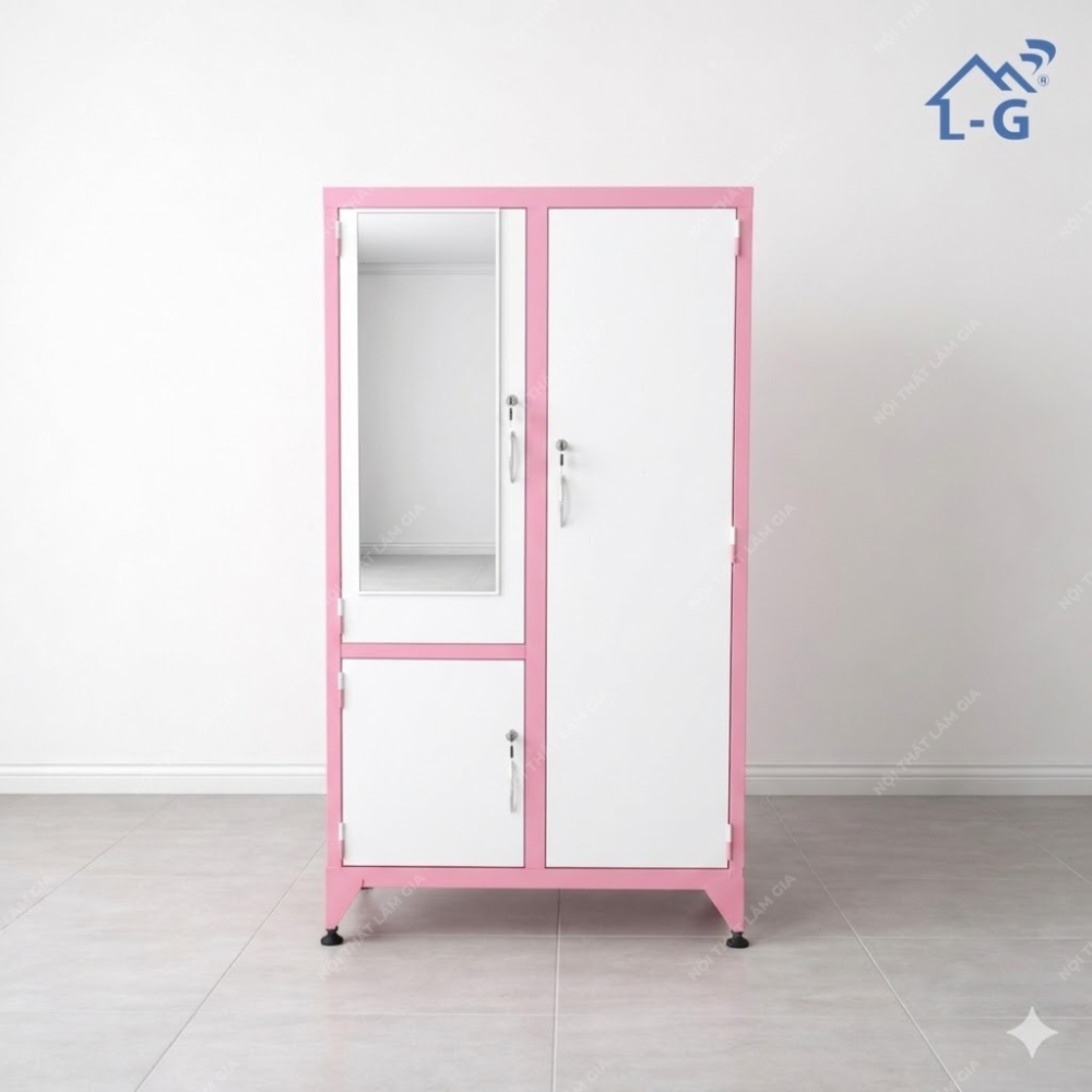 Tủ Quần Áo Sắt Sơn Tĩnh Điện Có Gương (TQASSTDCG)