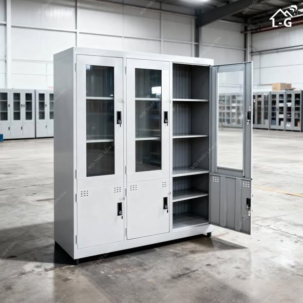 Tủ hồ sơ kính tĩnh điện 3 Cánh kính + 3 Cánh mở giá rẻ