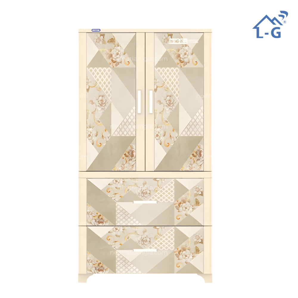 Tủ quần áo nhựa Duy Tân Wing 2 cánh - 2 ngăn 2 ngăn (TQANDTW2C-2N)