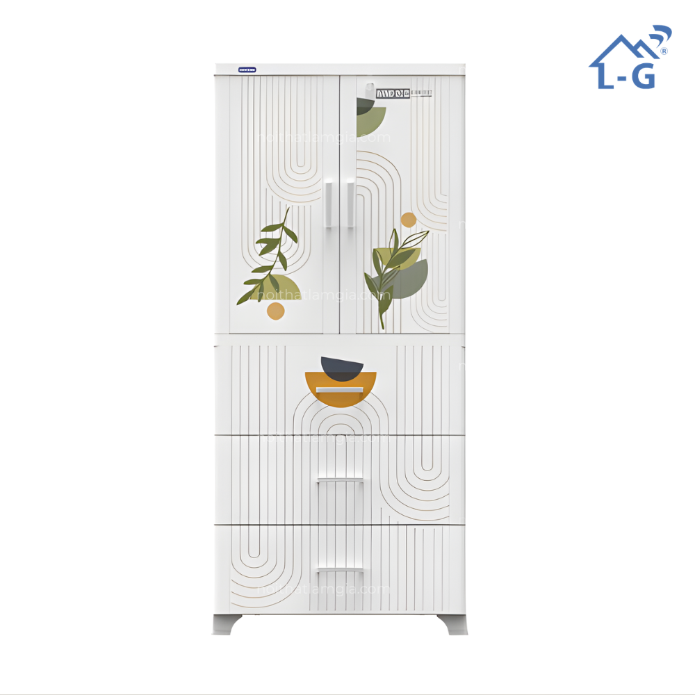 Tủ quần áo nhựa Duy Tân Wing 2 cánh - 3 ngăn (TQANDTW2C-3N)