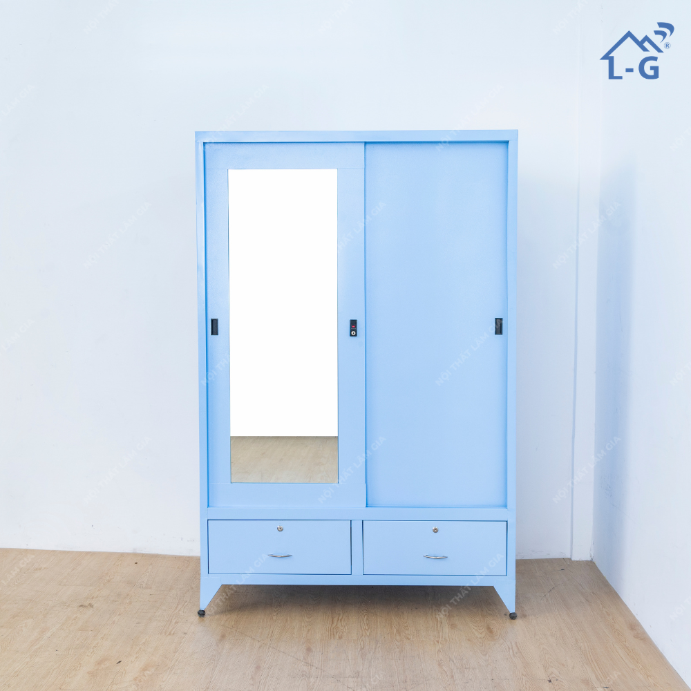 Tủ Quần Áo Sắt Sơn Tĩnh Điện 2 Cánh Lùa (TQASSTD2CL)