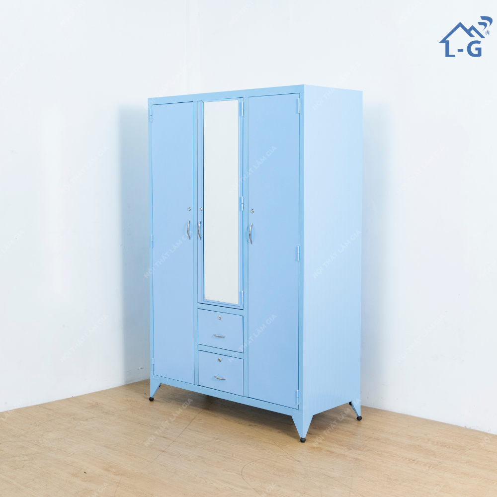 Tủ Quần Áo Sắt Sơn Tĩnh Điện 3 Cánh Mở + 2 Hộc Âm (TQASSTD3CM2HA)