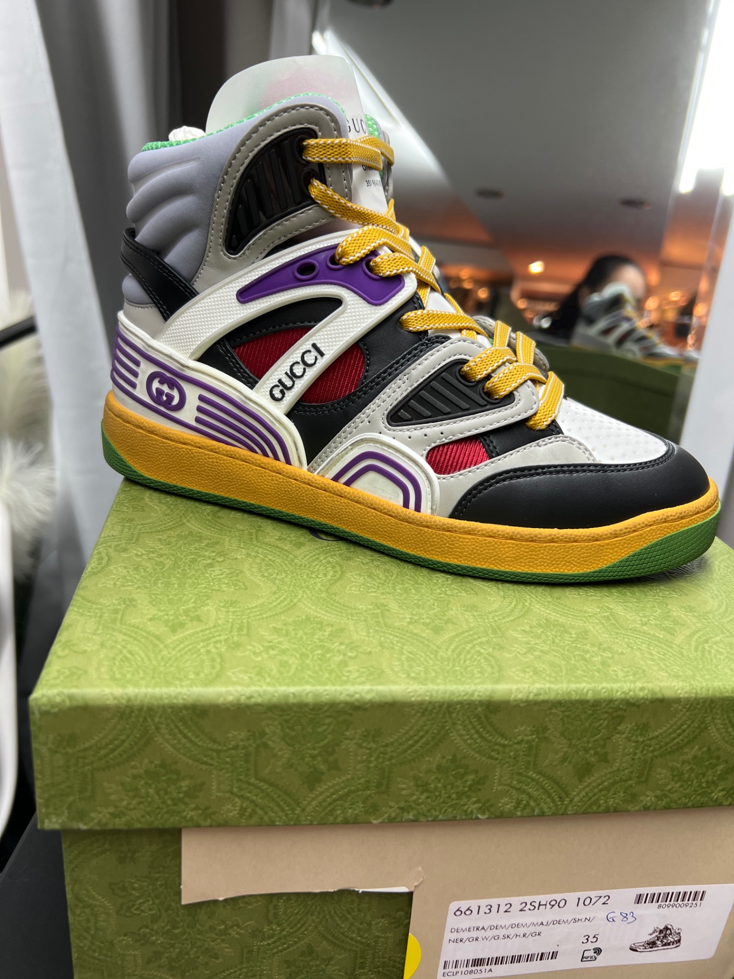 Sneaker Gucci cổ cao đen tím size 35