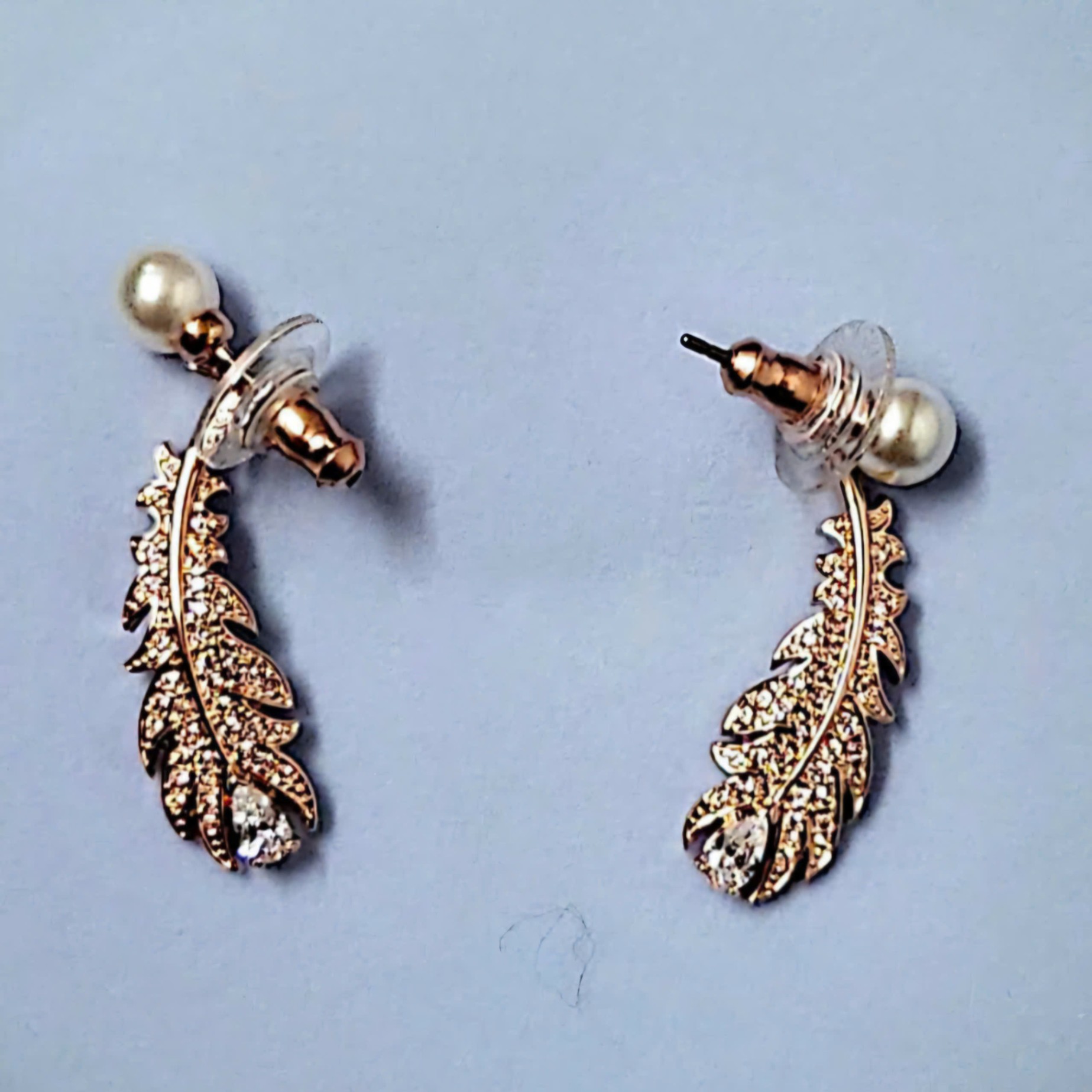 Bông tai Swarovski ngọc trai lá vàng - TM