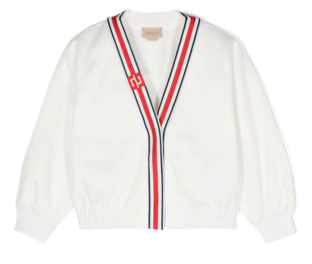 Áo CArdigan GG kid trắng viền đỏ (768034)