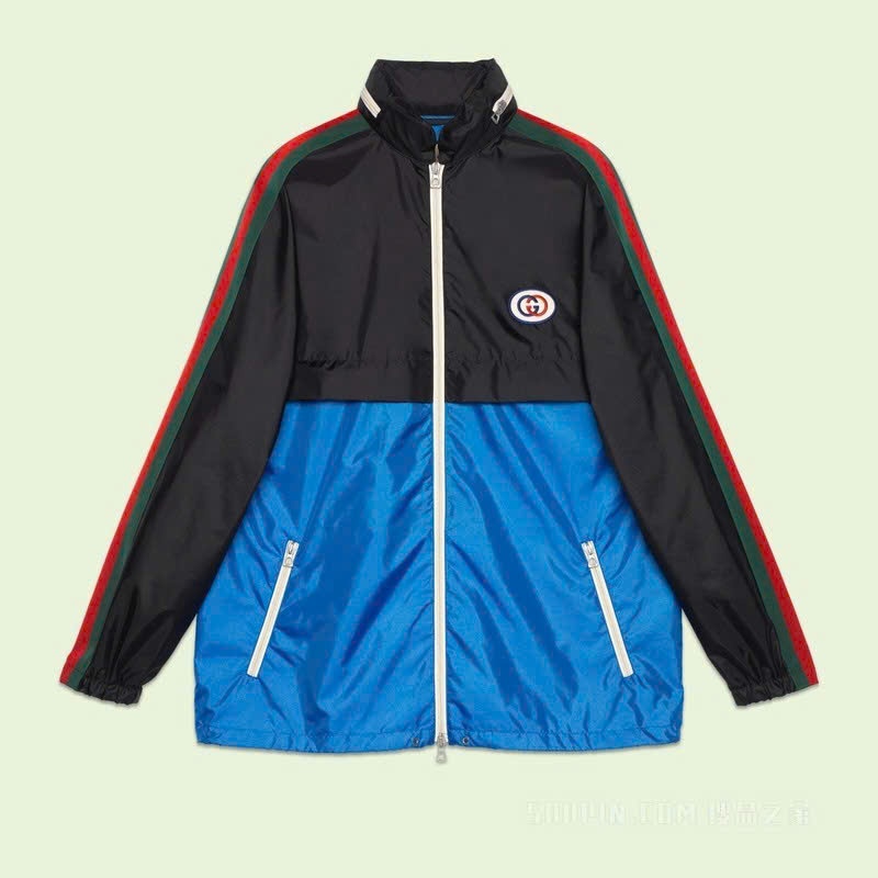 Áo gió GG nam màu đen phối xanh dương - SNV (692938)