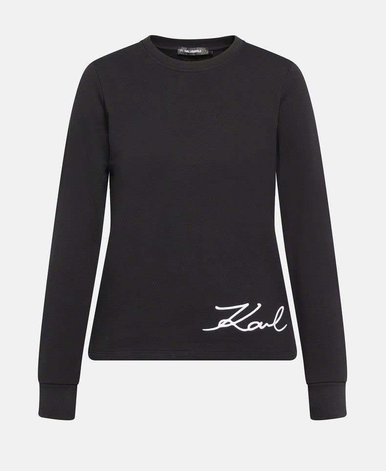 Áo nỉ Karl logo chữ thêu - đen - ASW20007