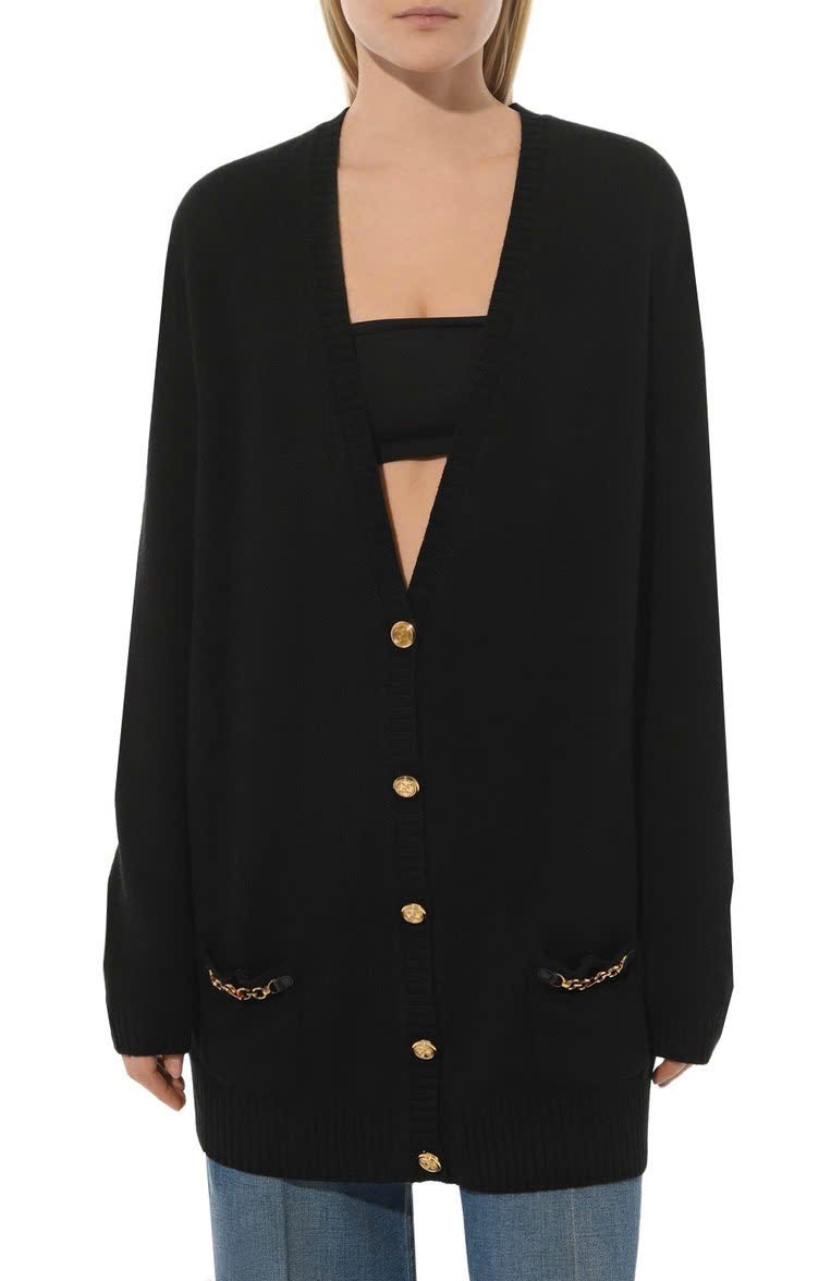 Cardigan GG màu đen - SNV- 678441 -100% cashmere