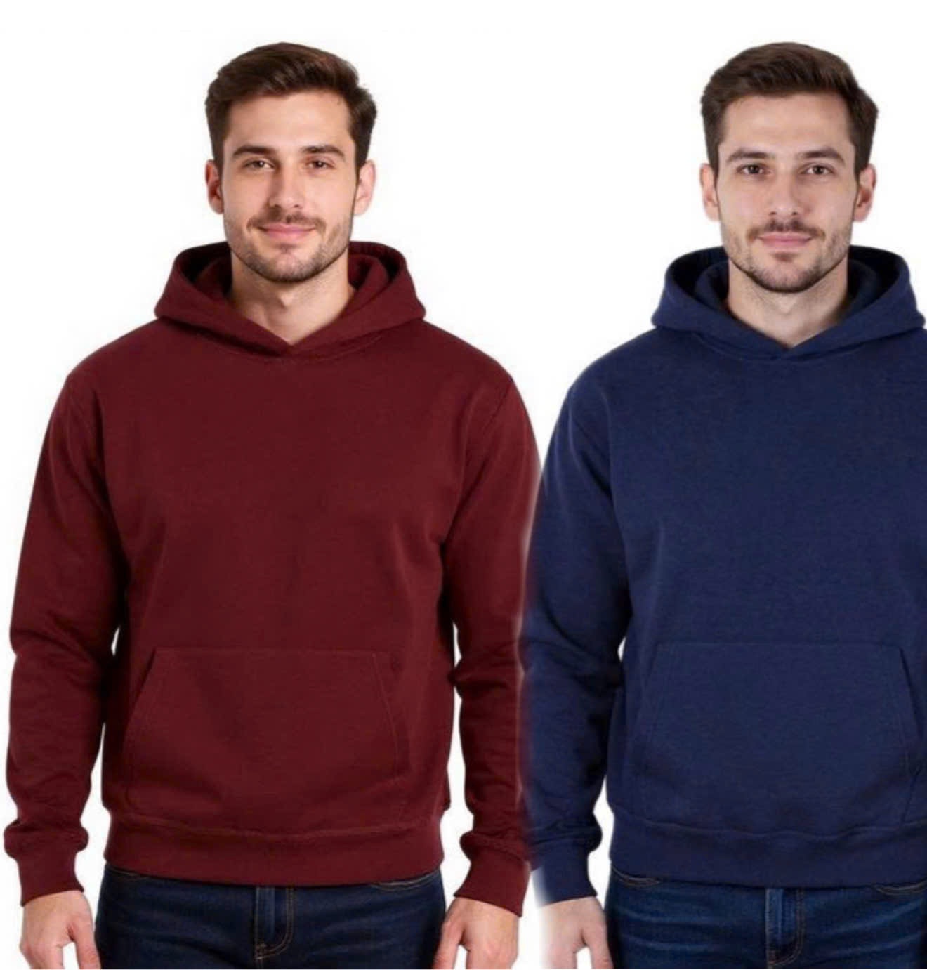 Set 2 áo nỉ nam đỏ đô + navy