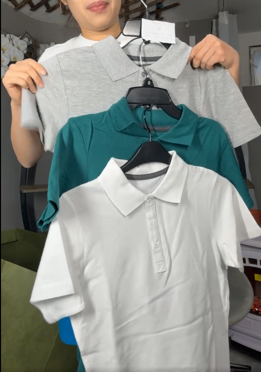 Sét 3 áo polo - Ghi - Trằng - Xanh