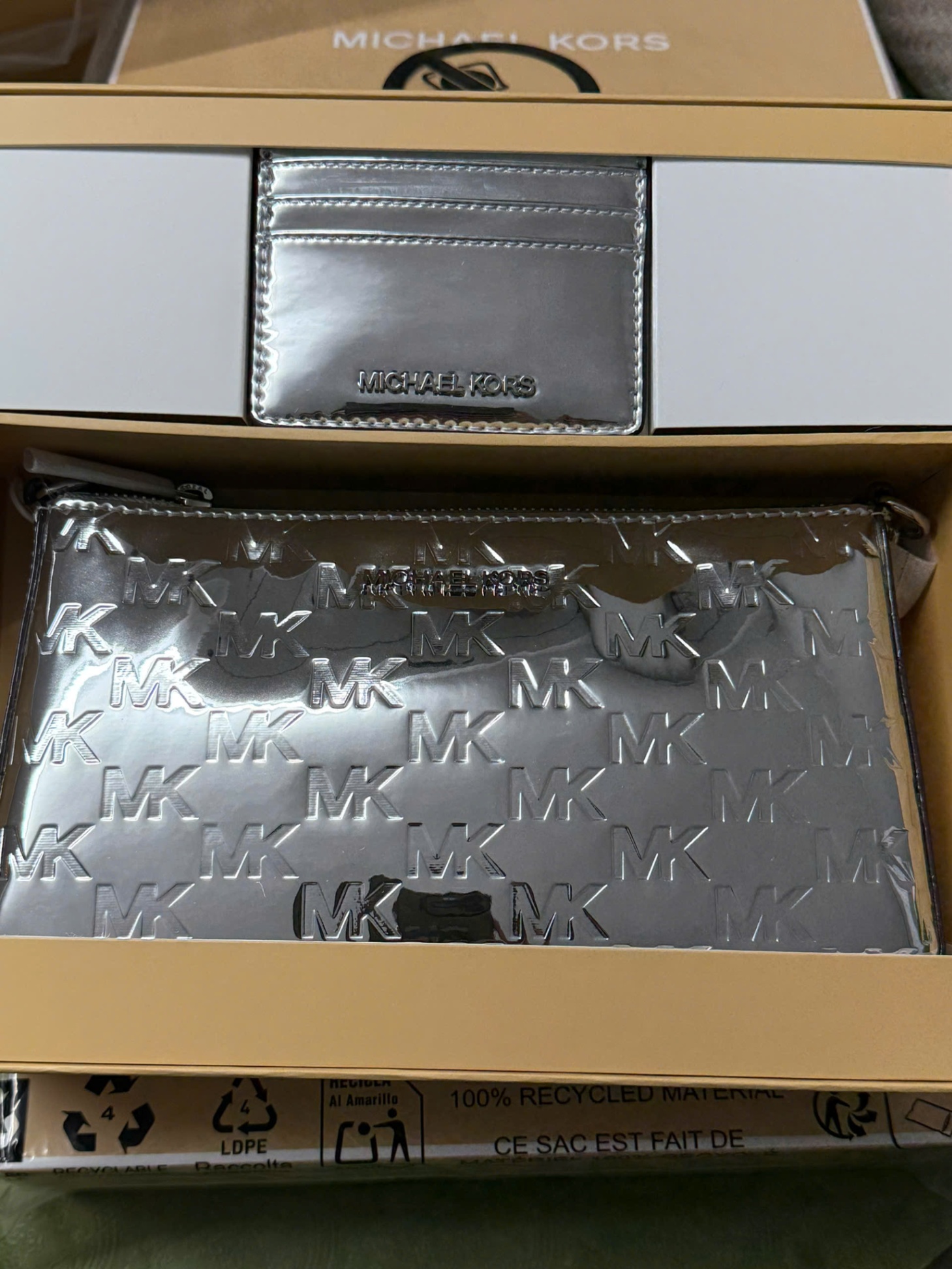 Set túi Jetset card holder MK bạc 35F5SG2D60 (24x14x6)