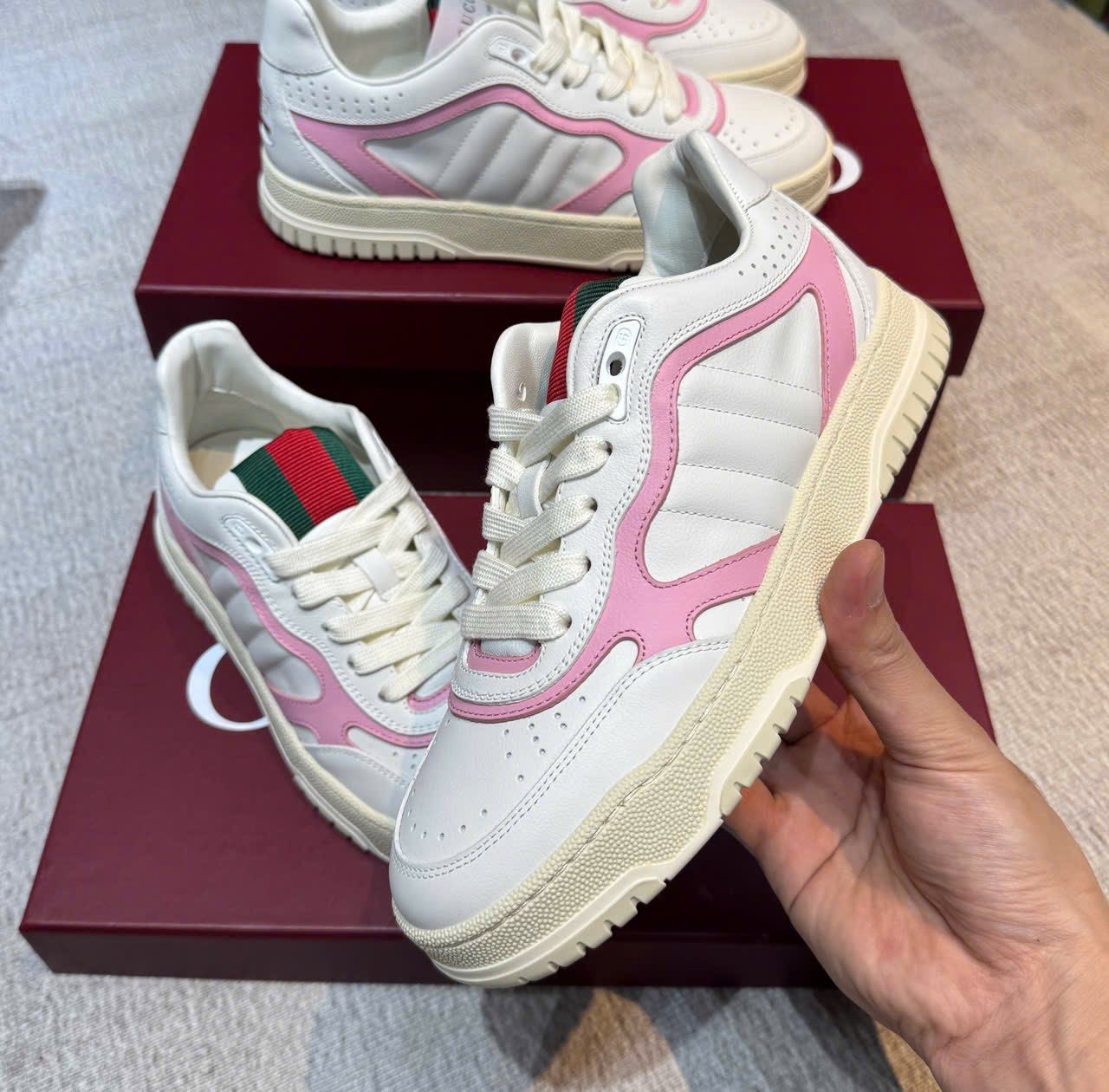 Sneaker GG nữ Re-Web Hồng - 785728