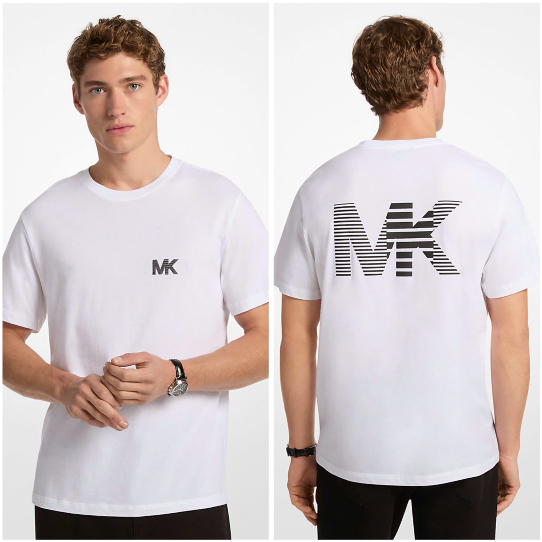 M025 Áo phông nam MK màu trắng, logo MK - OF552ROFV4#