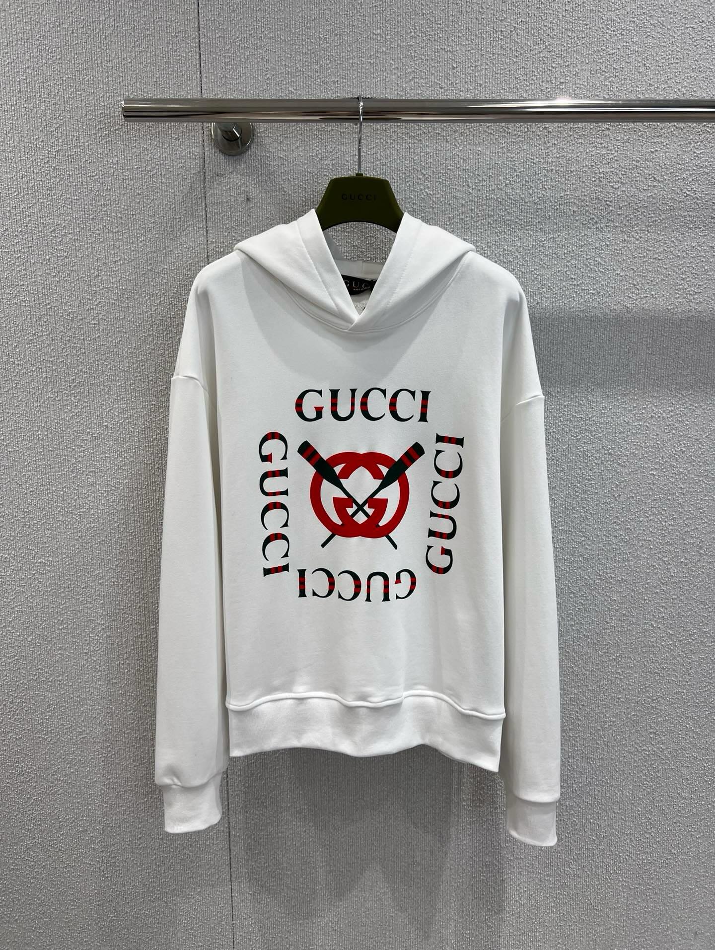 Áo Hoddie GG kid trắng logo chữ xanh 771624