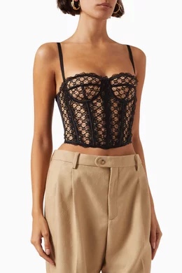 Áo corset GG họa tiết GG viền ren - SNV - 680996