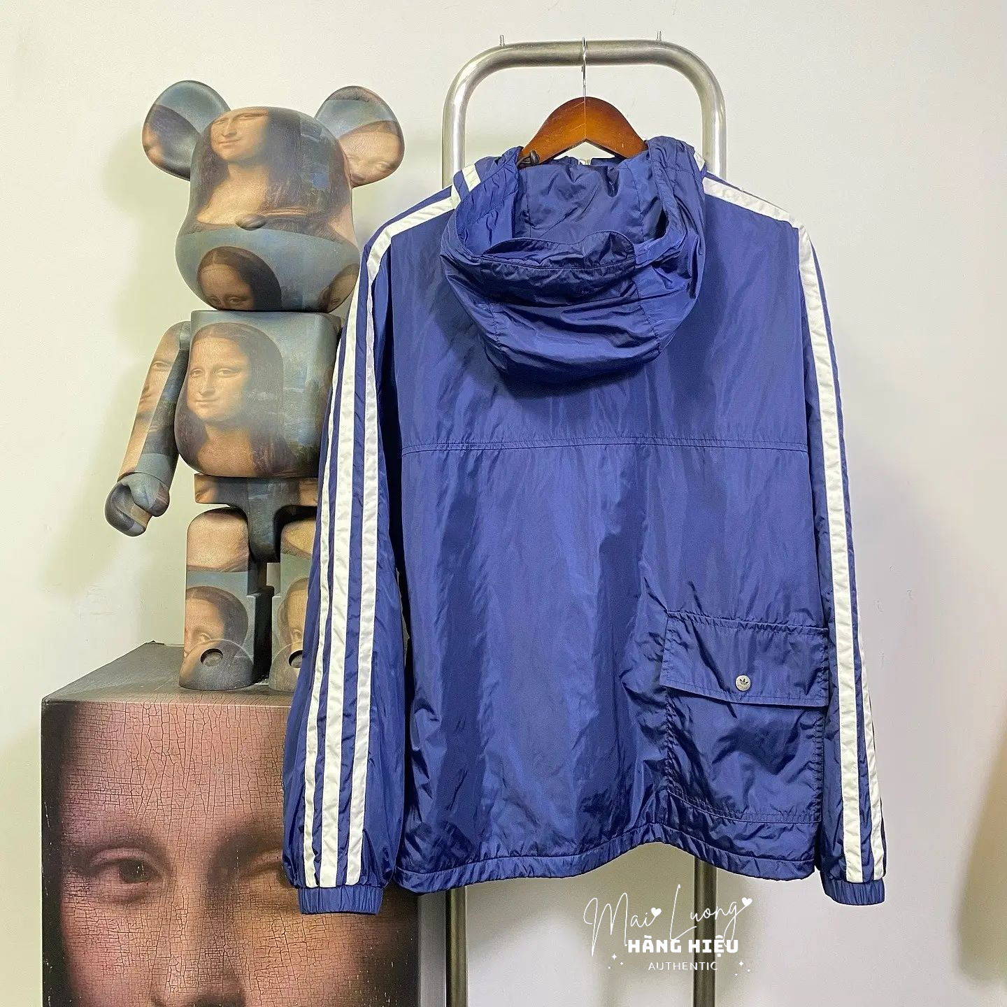 Áo hoodie AGGxADD vải dù màu xanh pha đỏ-SNV-722520