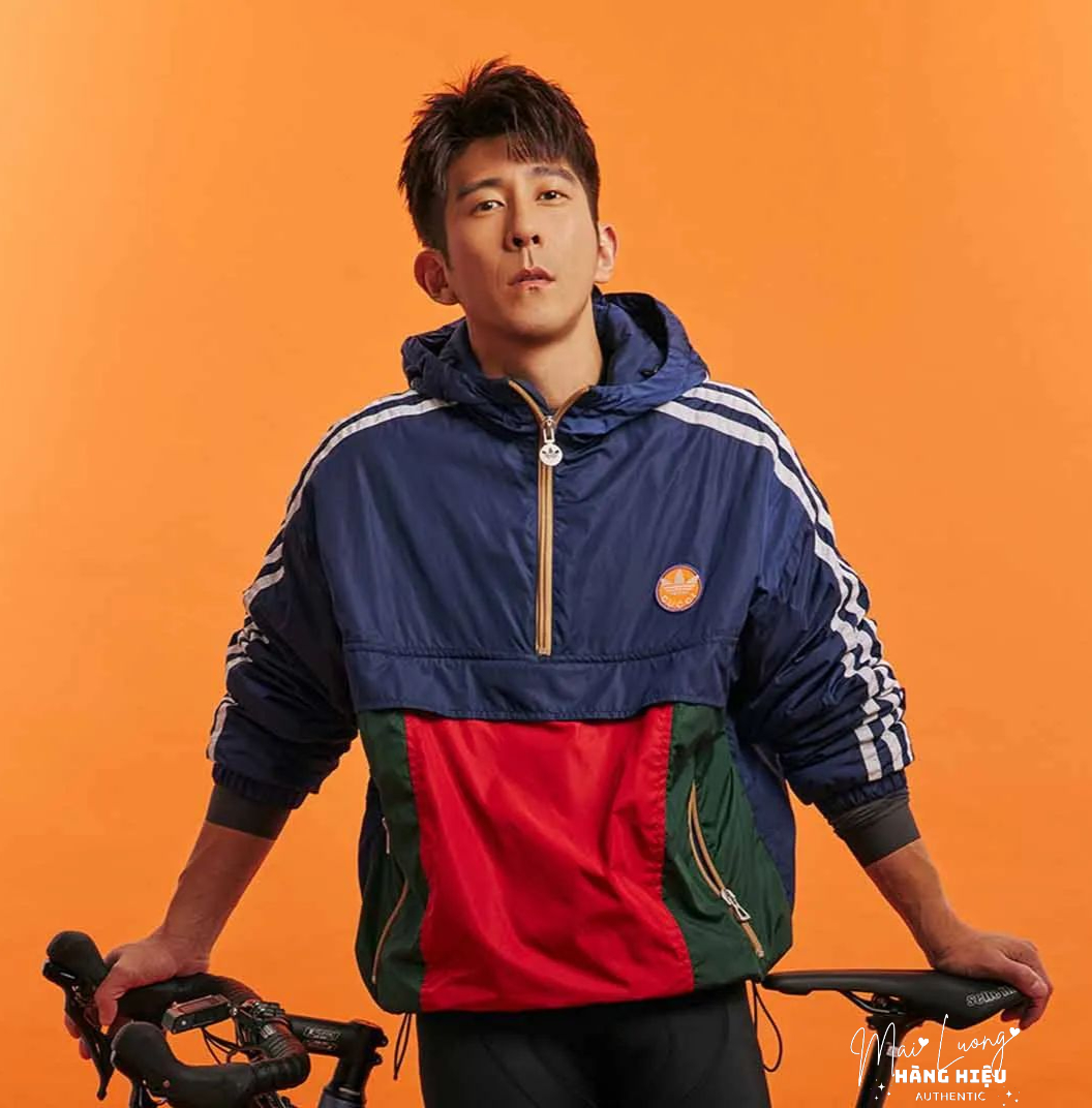 Áo hoodie AGGxADD vải dù màu xanh pha đỏ-SNV-722520