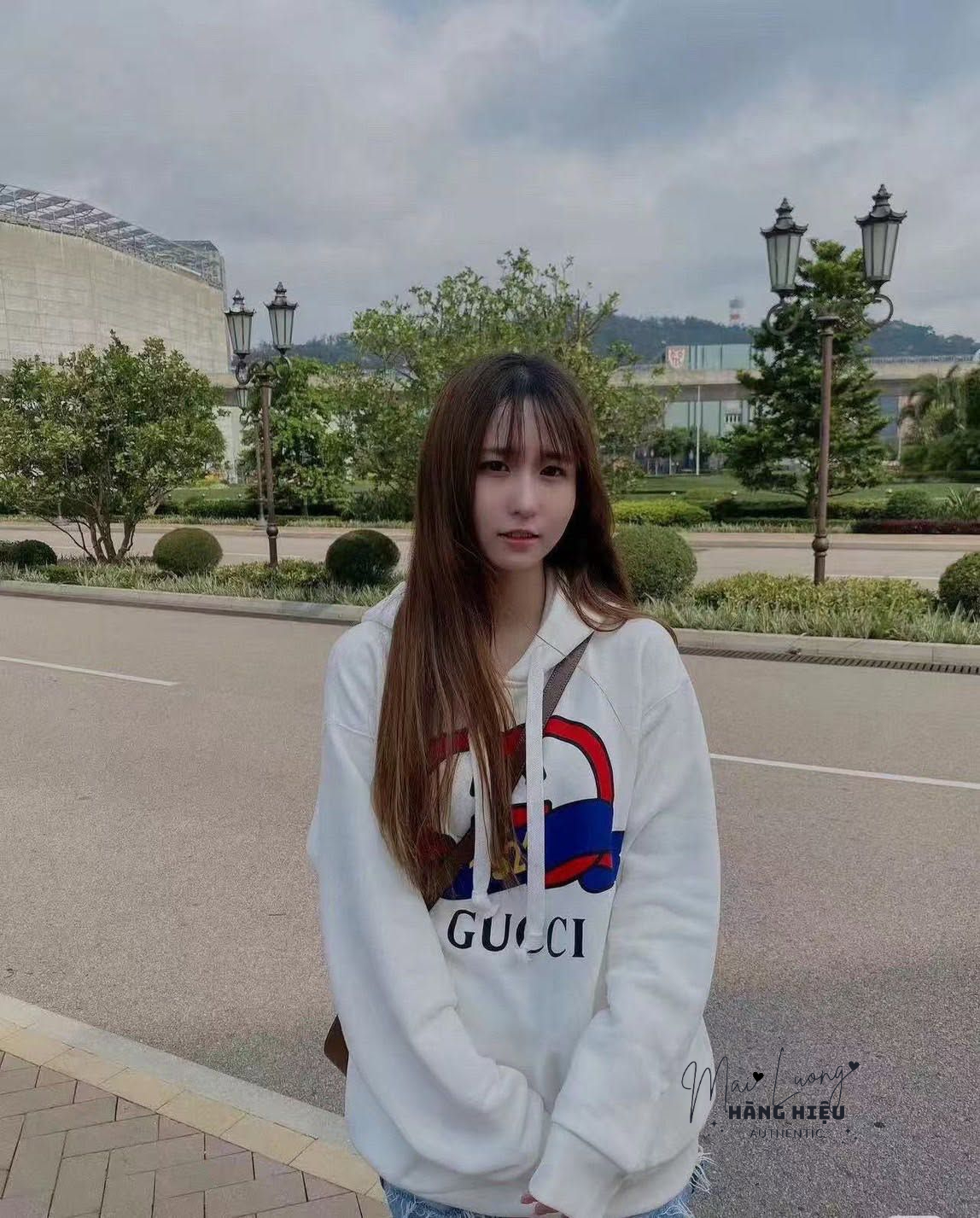 Áo hoodie GG logo lồng đỏ xanh 1921 (717427)