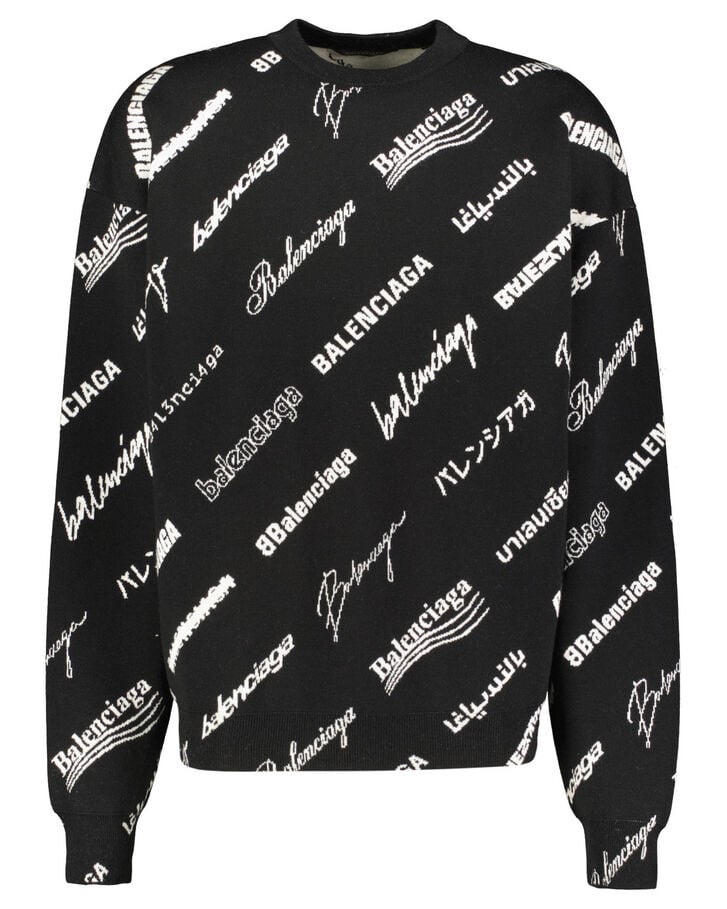 Áo len Balenciaga đen logo chữ trắng - SNV - 724869