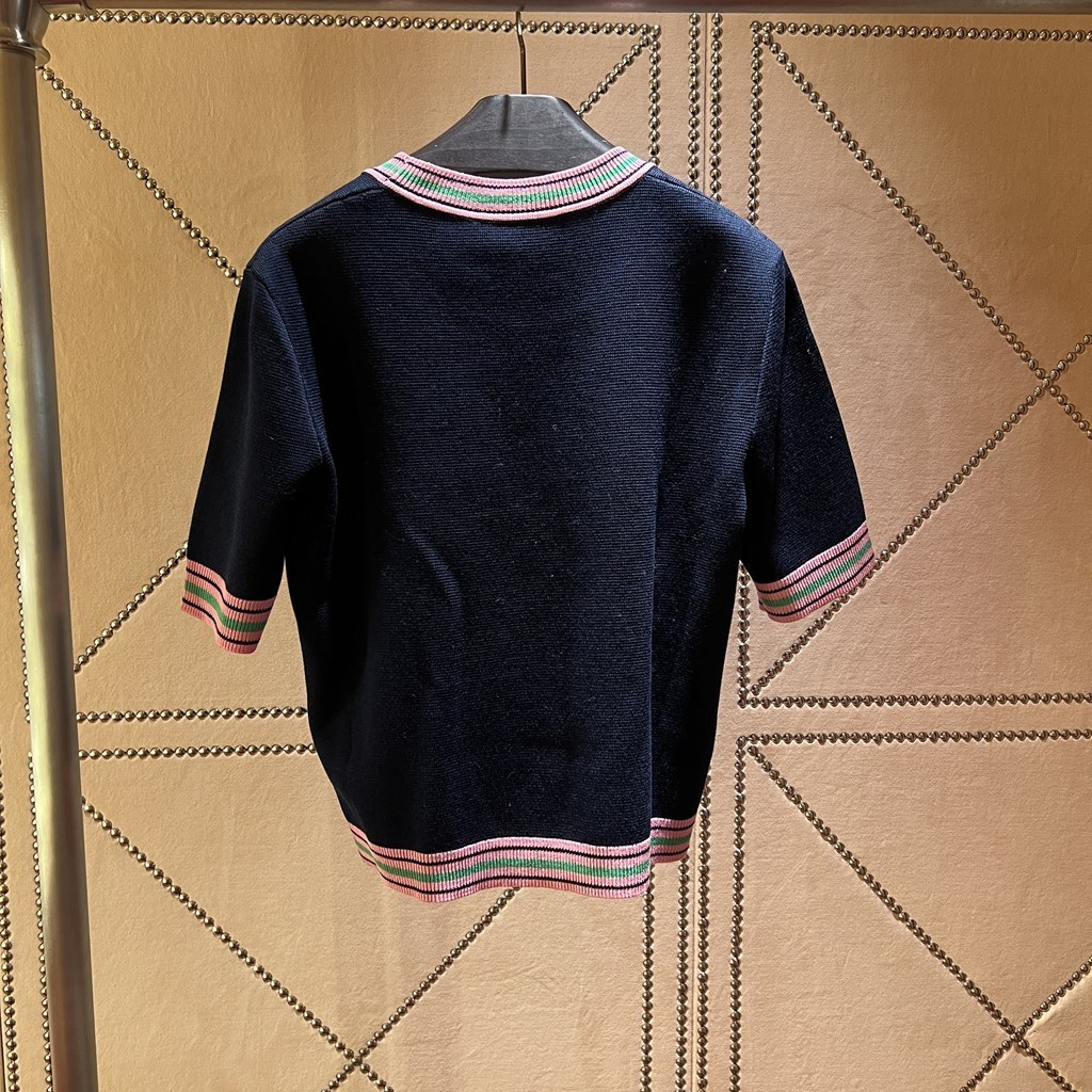 Áo len GG xanh navy nền hồng logo thêu - SNV - 782254