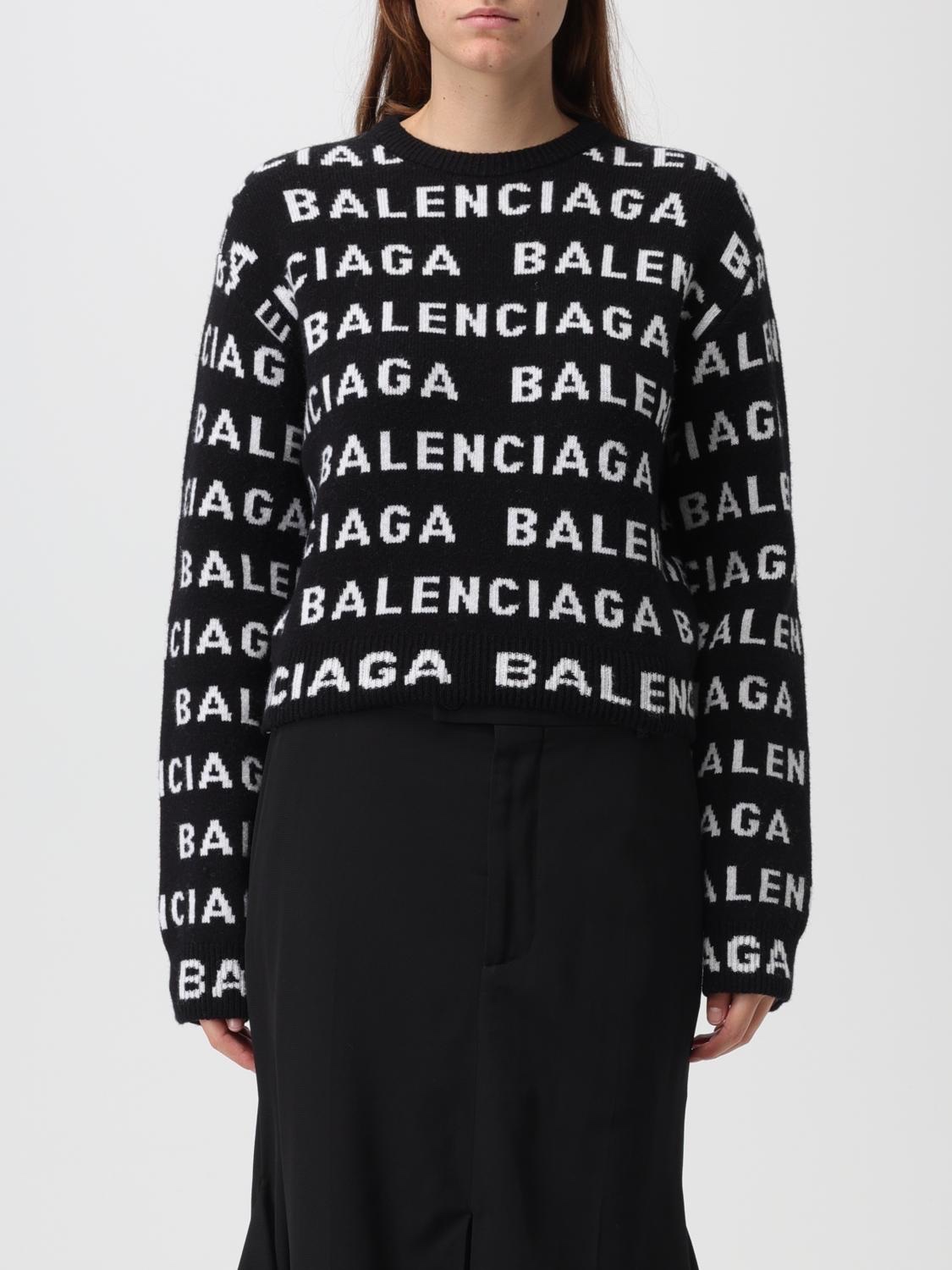 Áo len balenciaga đen full logo chữ trắng - SNV - 761591