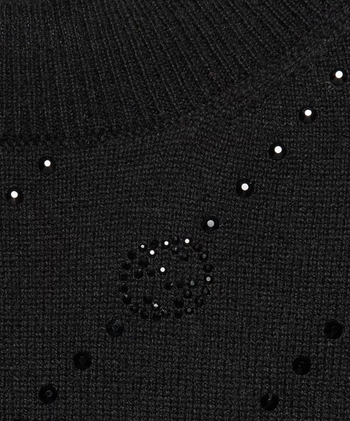 Áo len cashmere GG đen logo đính đá - SNV - 773399