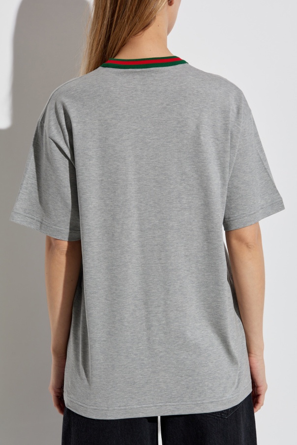 Áo phông GG oversize xám viền xanh đỏ - SNV - 819550
