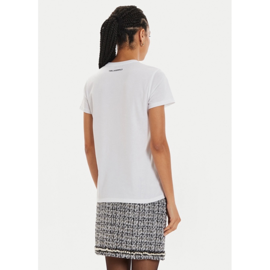 Áo phông Karl trắng boucle signature - trắng logo đen - 246W1715