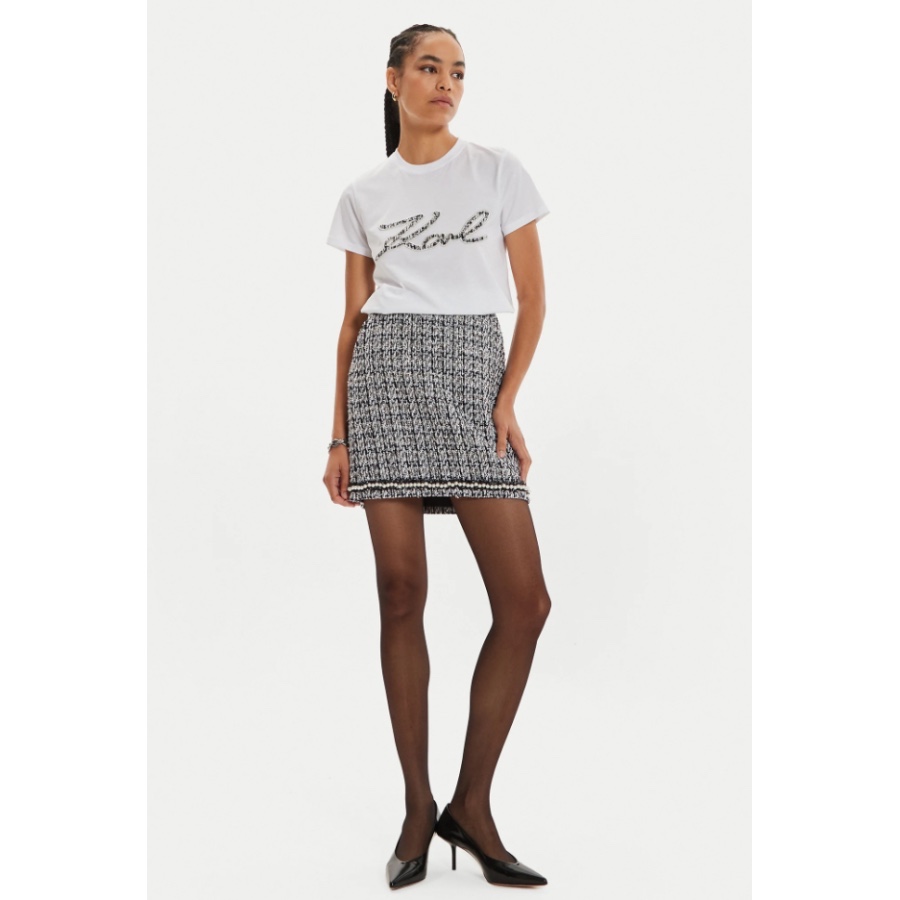 Áo phông Karl trắng boucle signature - trắng logo đen - 246W1715