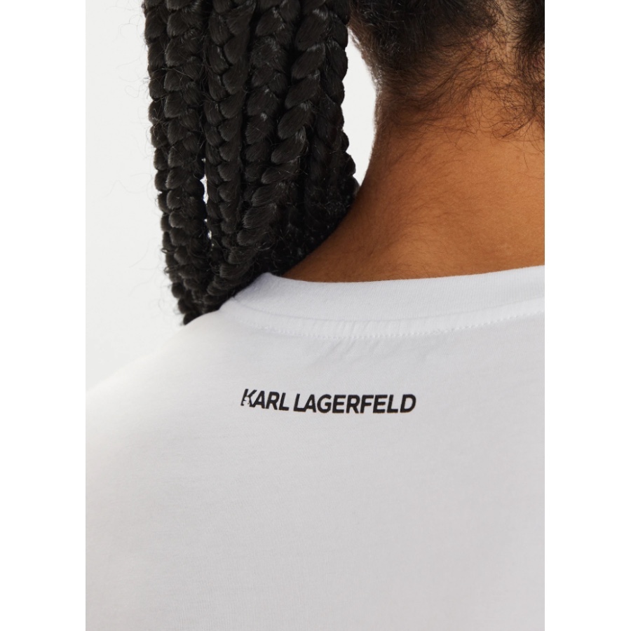 Áo phông Karl trắng boucle signature - trắng logo đen - 246W1715