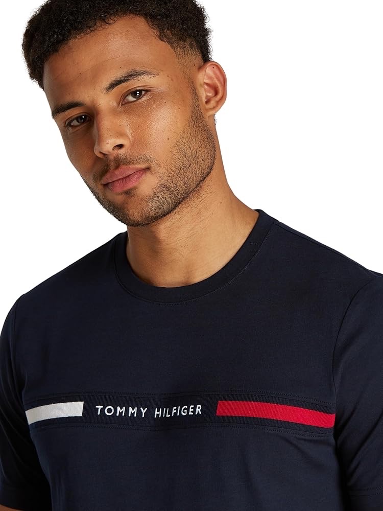 Áo phông Tommy xanh navy logo thêu chỉ trắng