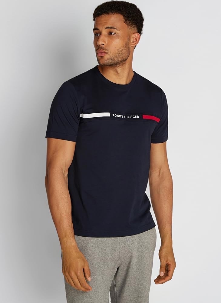 Áo phông Tommy xanh navy logo thêu chỉ trắng