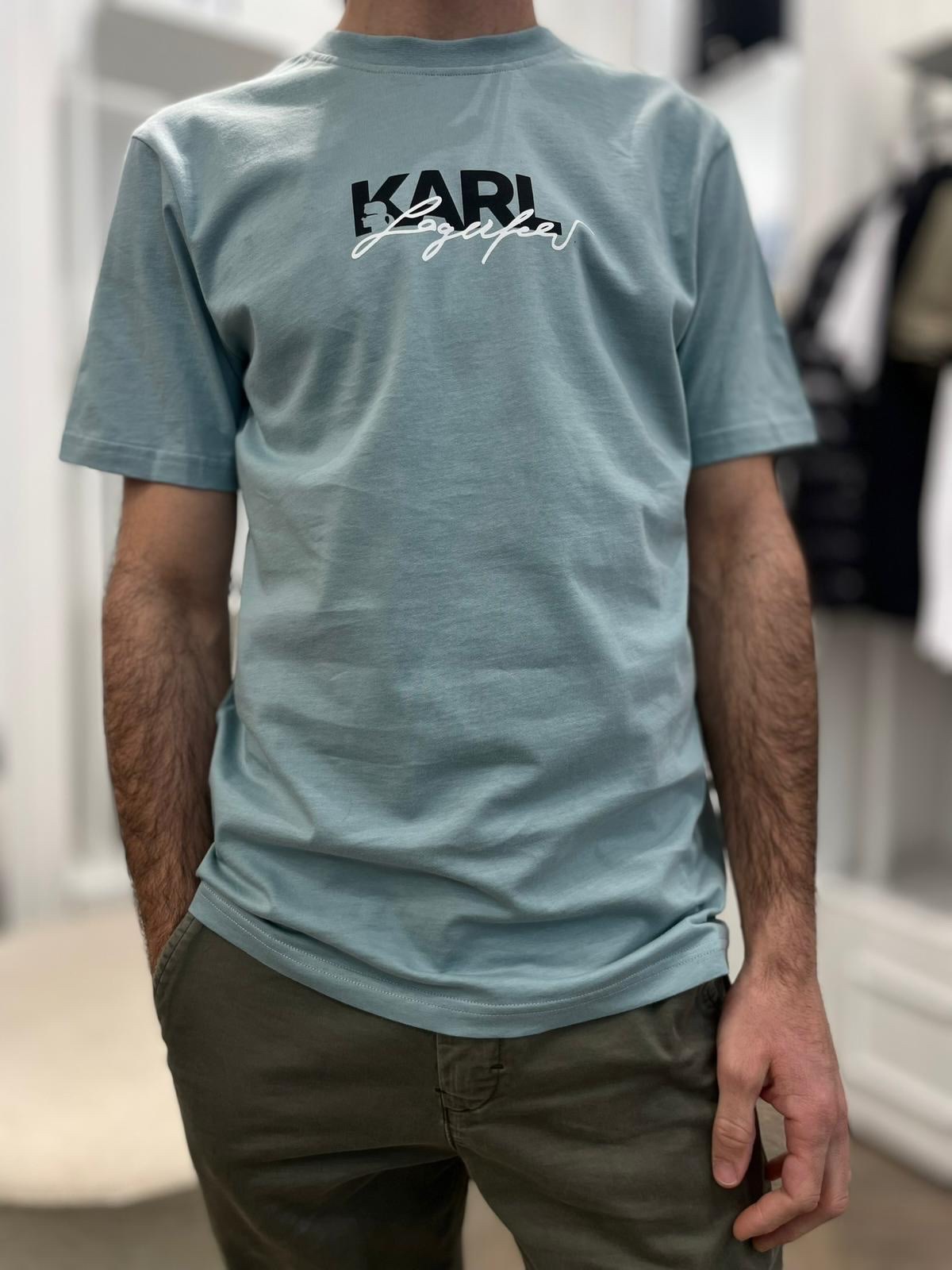 Áo phông nam Karl xanh logo trắng đen - BSM17008