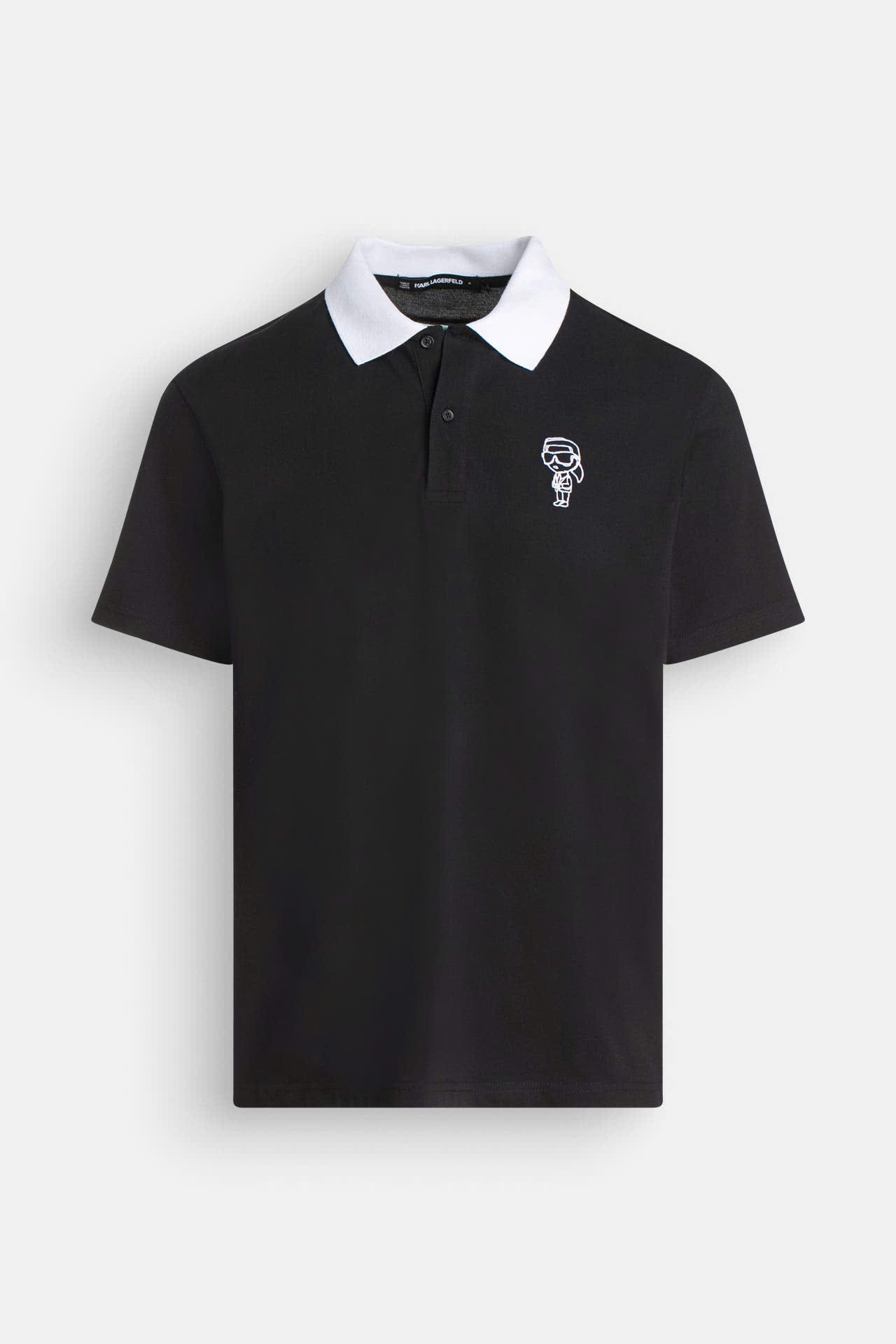 Áo polo Karl nam màu đen cổ trắng AFW17004