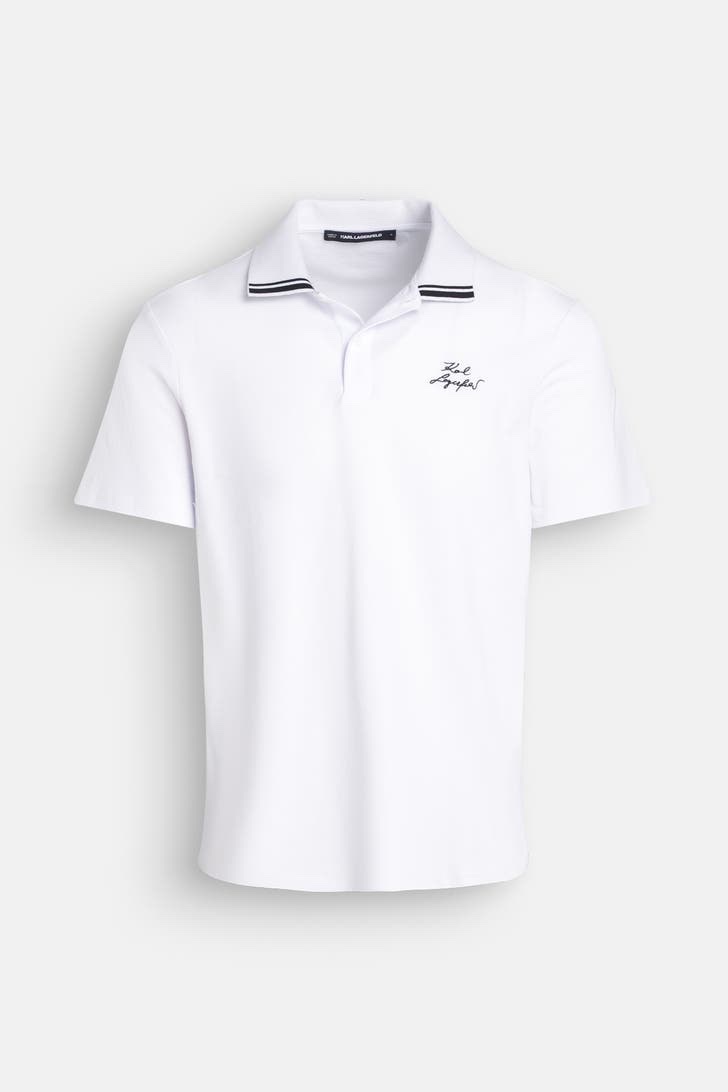 Áo polo Karl nam trắng logo thêu chữ đen - BSM17007 - trắng